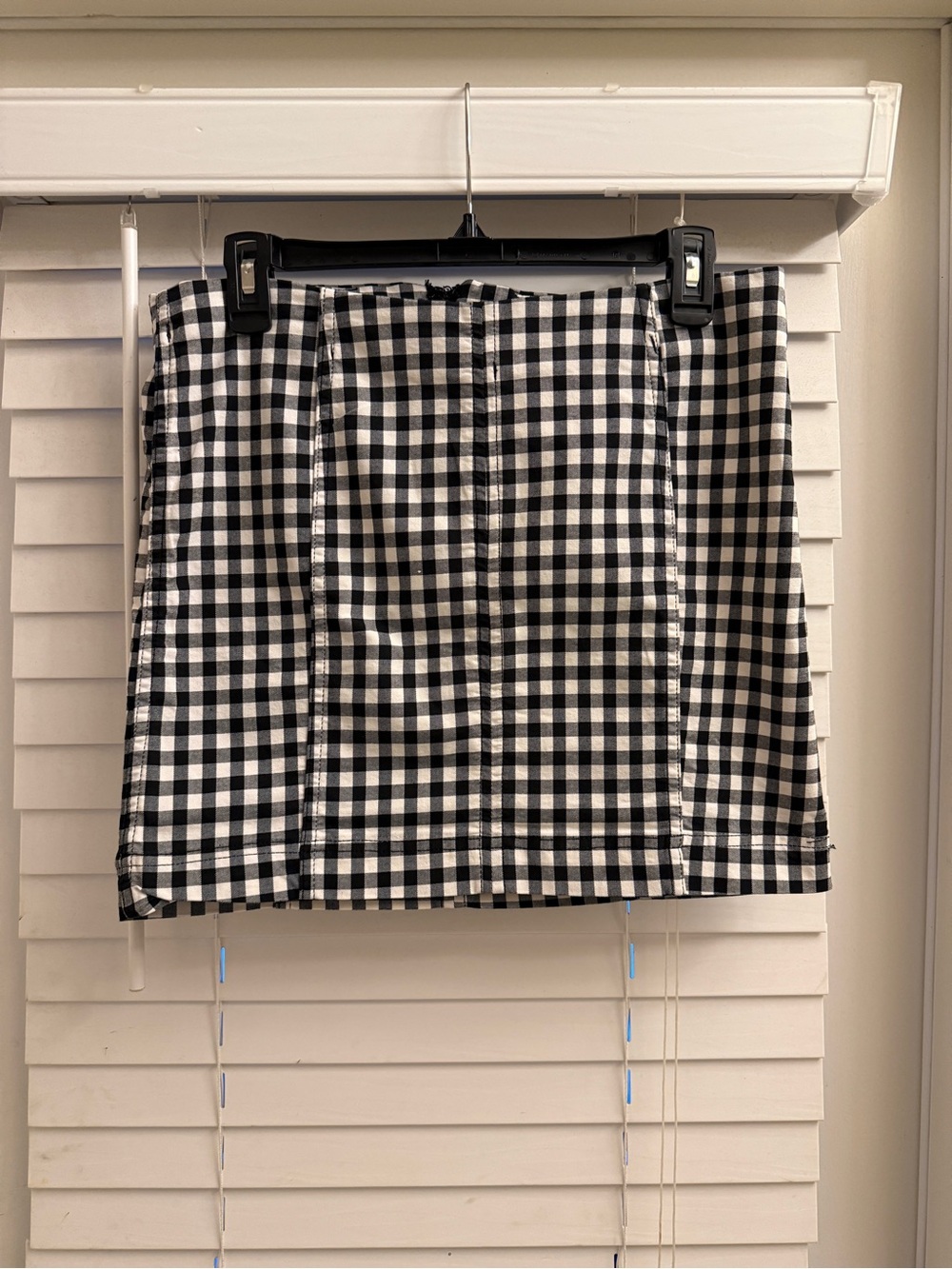 Free People Black White Gingham Mini Skirt Size 12 Stretch Cotton Blend